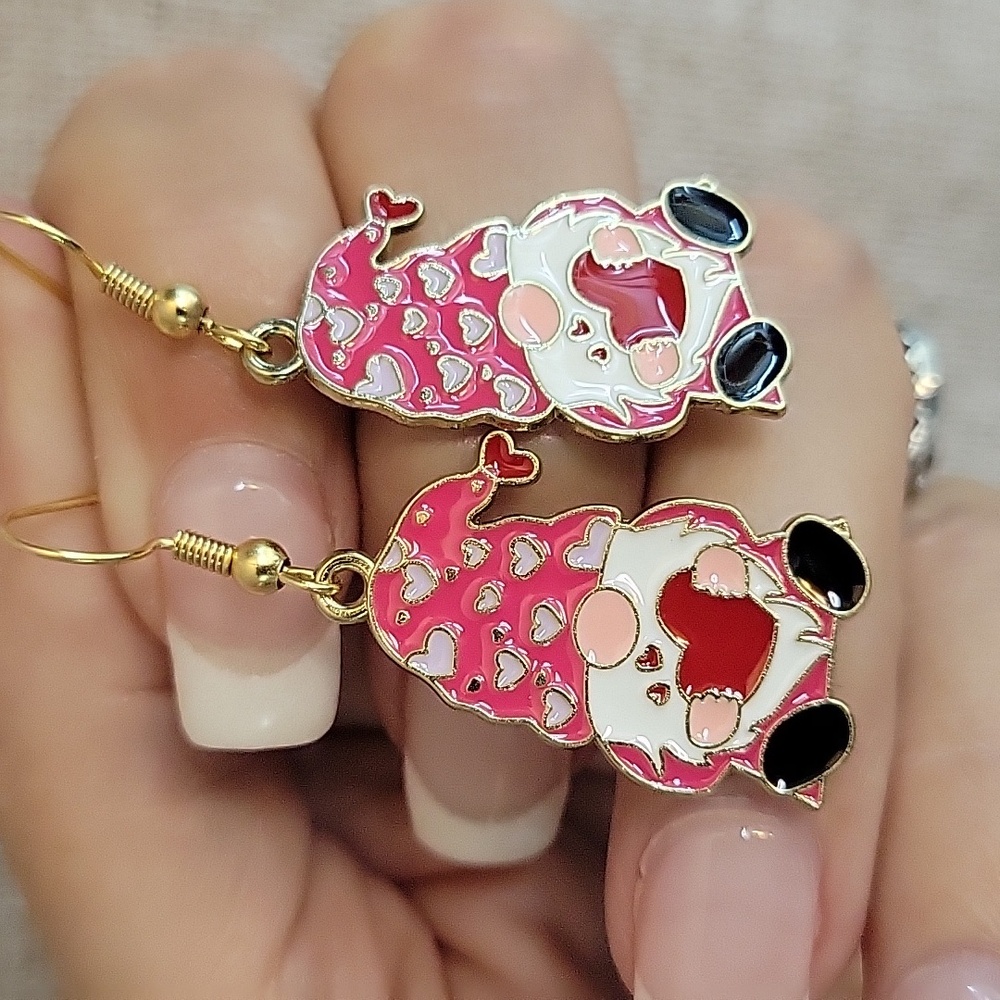 Pink Heart Love Gnome Earrings